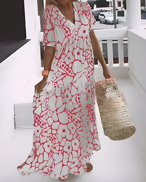 Vestido Longo Estampado Ágatha | Decote em V (Outono 2026)