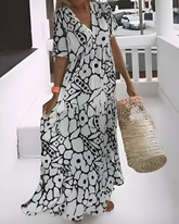 Vestido Longo Estampado Ágatha | Decote em V (Outono 2026)