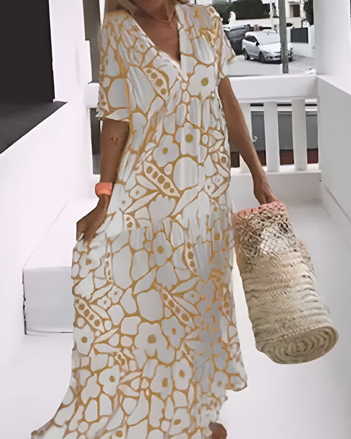 Vestido Longo Estampado Ágatha | Decote em V (Outono 2026)