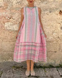 Vestido Mid Boho - Linho Premium (Estilo Europeu)