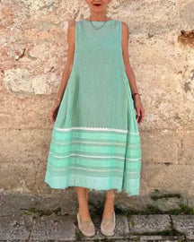 Vestido Mid Boho - Linho Premium (Estilo Europeu)