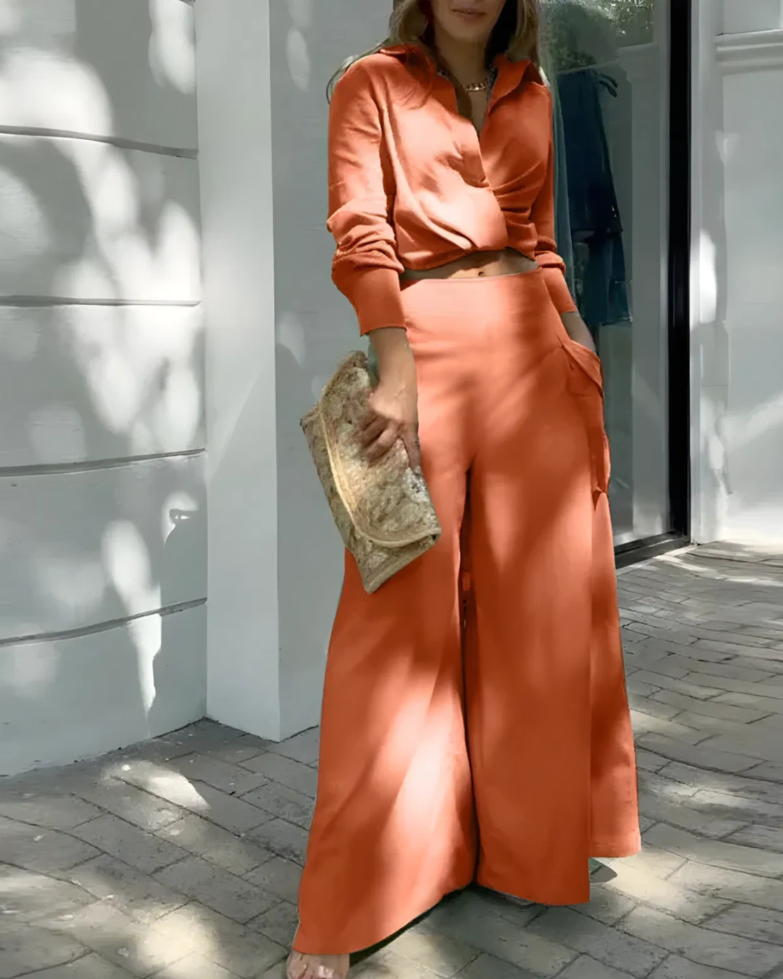 Conjunto Lisa | Decote em V - Linho Puro (Estilo Europeu)