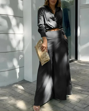 Conjunto Lisa | Decote em V - Linho Puro (Estilo Europeu)
