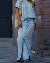 Conjunto Casual Fernanda - Gola Inclinada (Estilo Europeu)