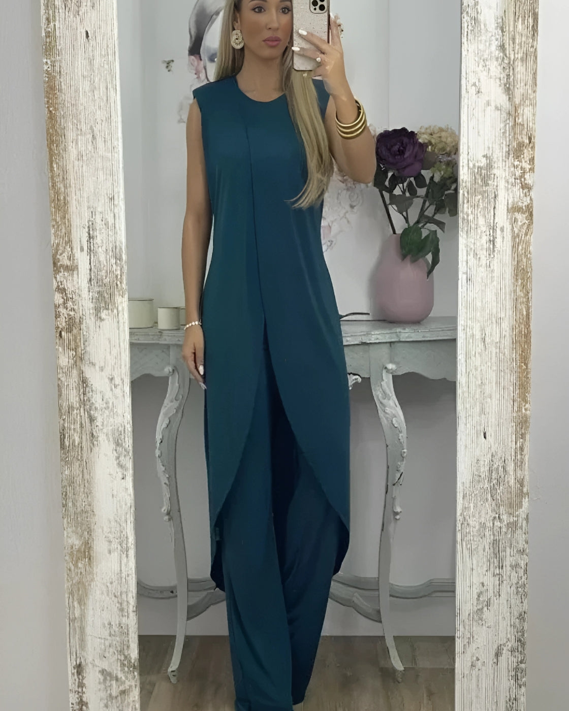 Conjunto Helena |  Sem Manga  - Linho Premium (Estilo Europeu)