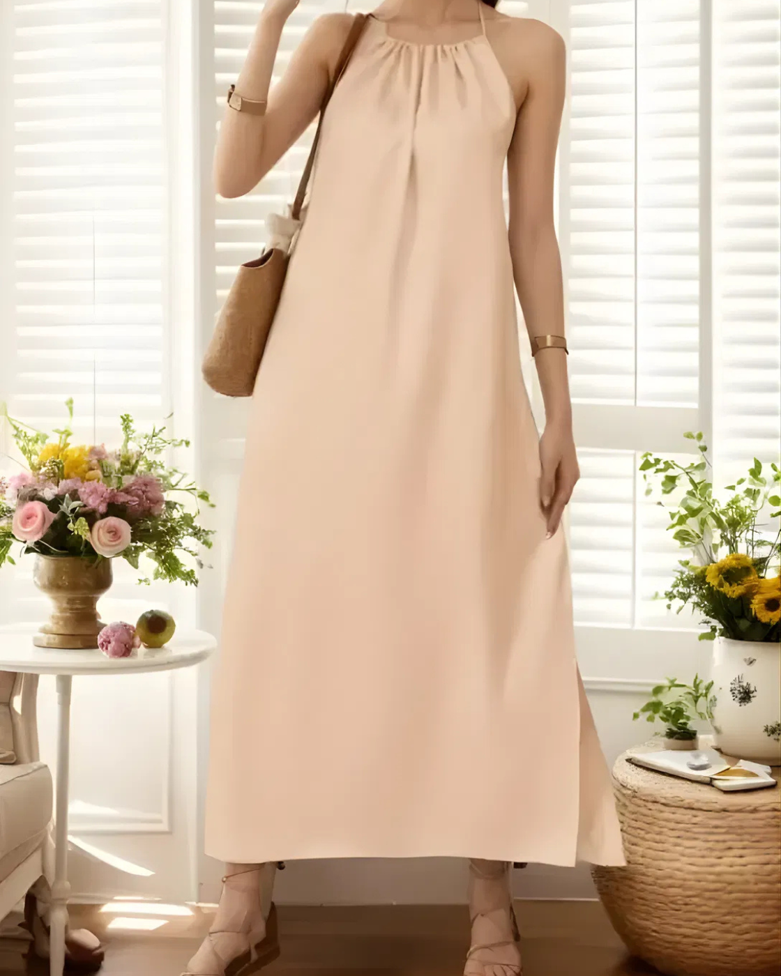 Vestido Casual Athena - Sem Mangas (Estilo Europeu)
