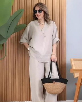 Conjunto Casual Liana | 2 Peças - Linho Premium (Estilo Vintage)